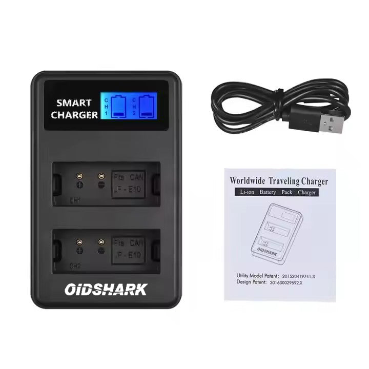 OLDSHARK Camera Smart LCD Display USB Dual-Channel Camera Charger